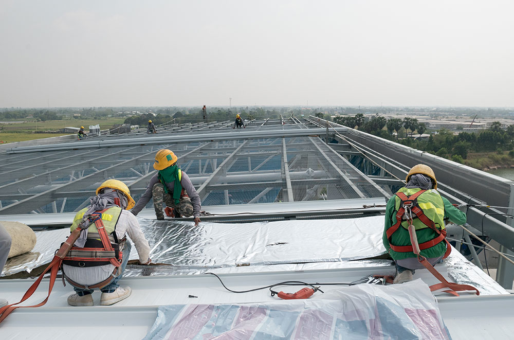 Buildup commercial roofing installation image of new commercial roofing installation in houston texas